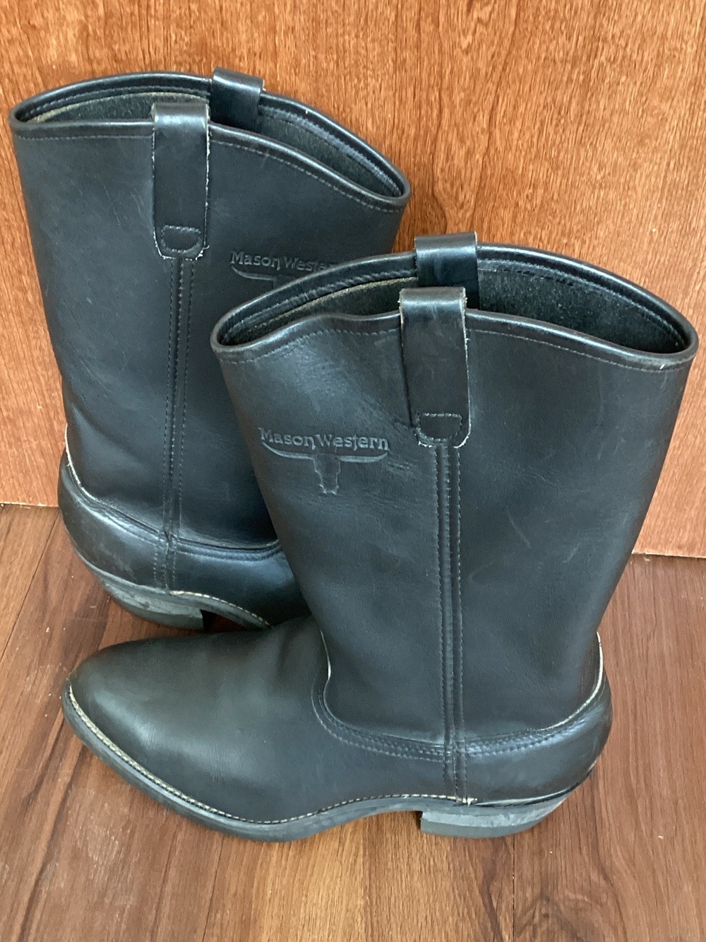 Mason Western Vantage Men's Black Leather Pull-On Boots M8.5 Style 981-1